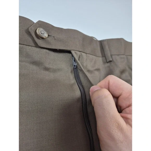 Lauren Ralph Lauren Pants Mens 46x36 Brown Wool Cashmere Pleated Dress Slacks - Picture 4 of 15